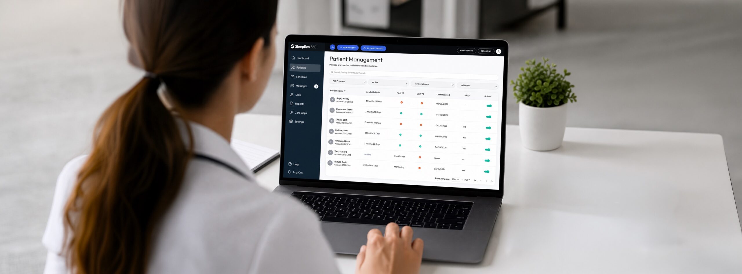Healthcare provider accessing the SleepRes provider portal on a tablet